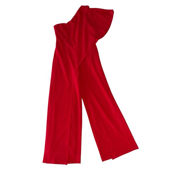 Adrianna Papell Red One-Shoulder Jumpsuit - Picture 6 of 14
